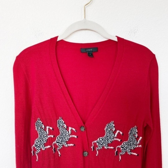 [J. Crew] Merino Wool Zebra Novelty Print Cardigan - Picture 4 of 13